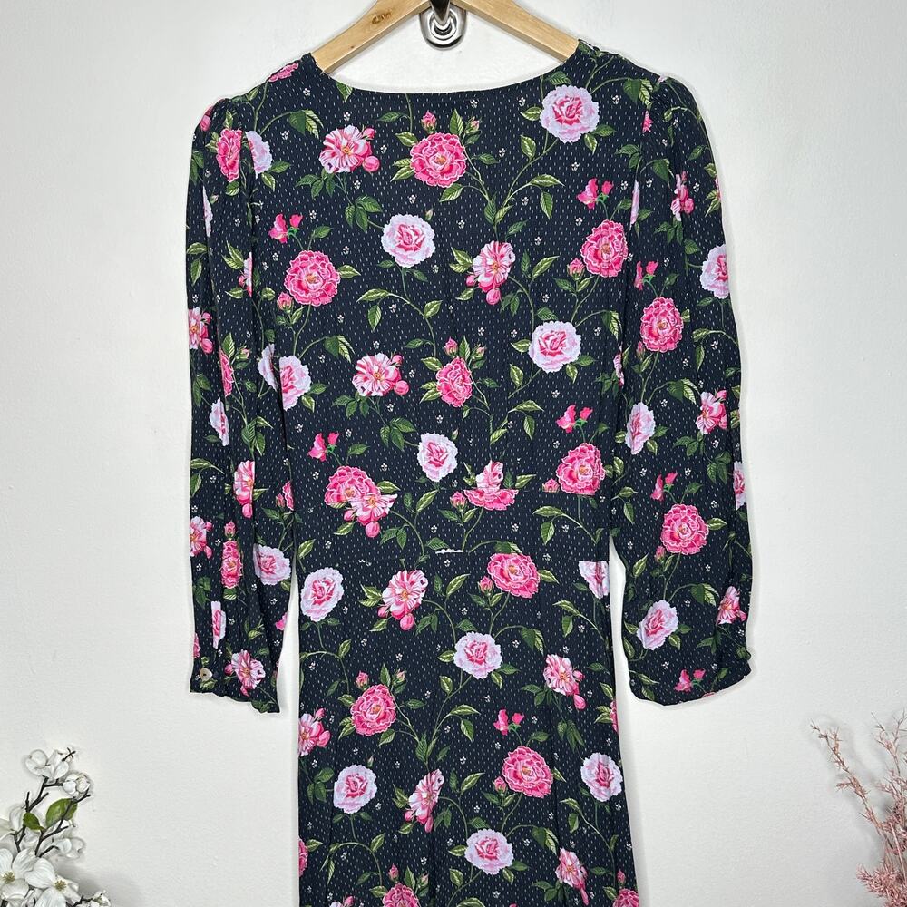 CATH KIDSTON Tea Rose Ruffle Midi Tea Dress Pink Navy Blue Sz 16 {MM37} - Picture 6 of 7